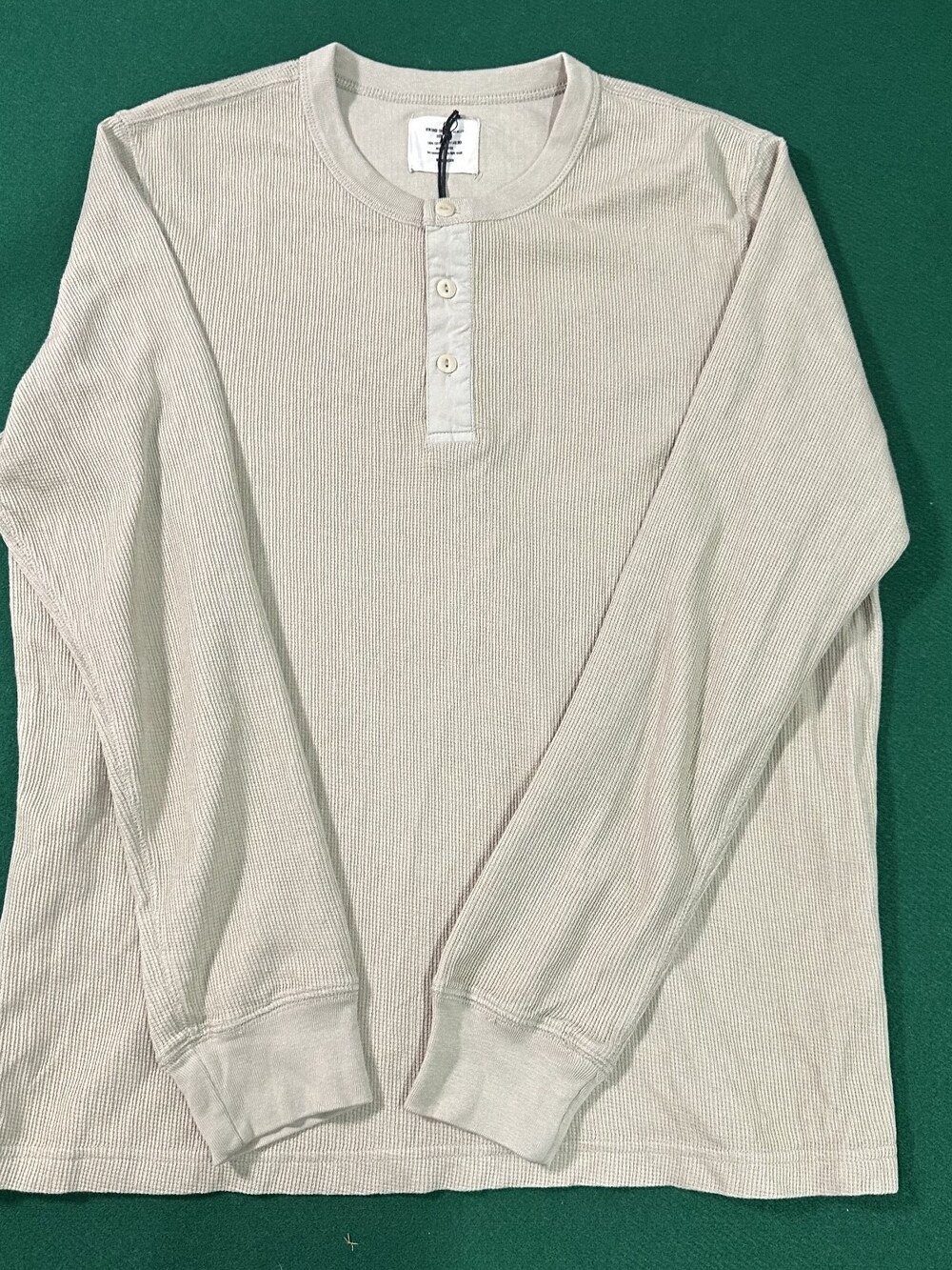 Buck Mason Vintage Thermal Henley Sandstone Mens LARGE MSRP $98 NWT [DC23]